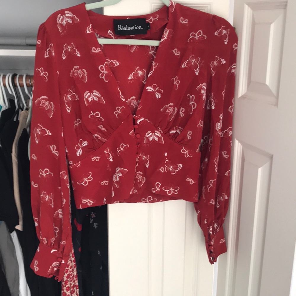 Réalisation Par Kaia Red Butterfly Top S